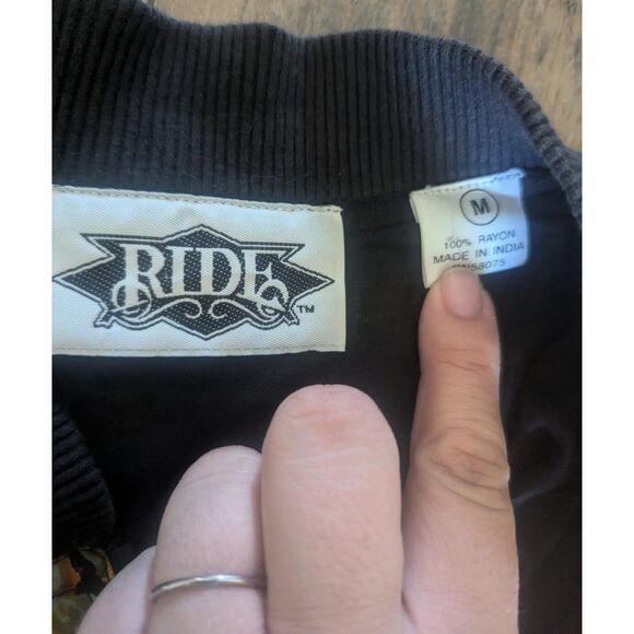 Vintage RIDE Bomber Jacket M – 80s 90s Abstract Print Zip-Up, Made in India - Picture 4 of 5